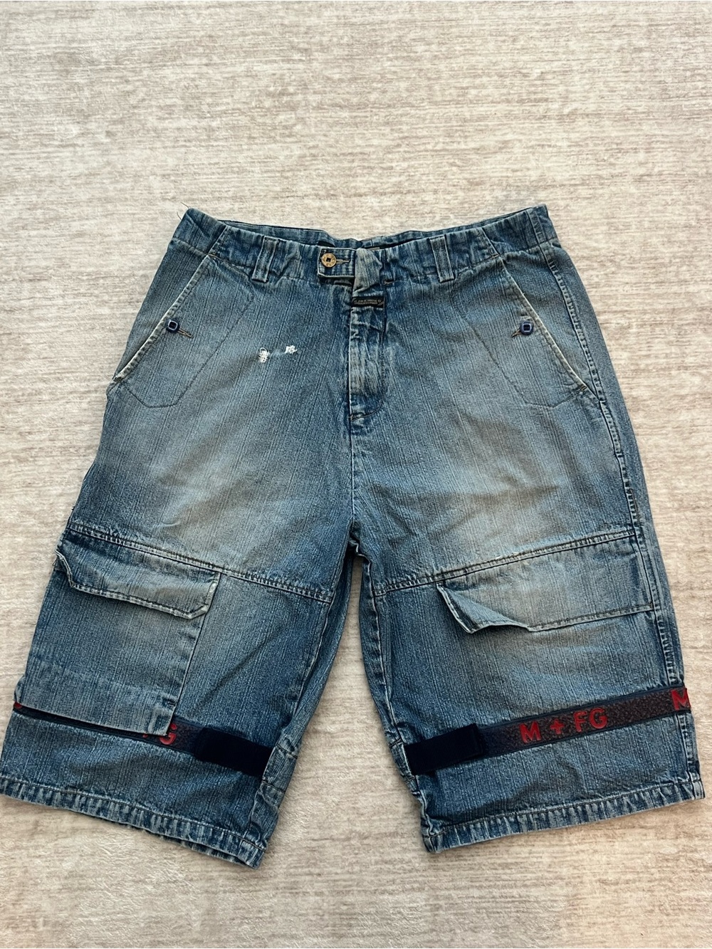 Marithe Francois Girbaud Blue Denim Cargo Shorts size 34